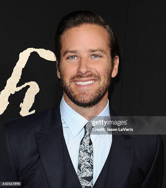 Actor Armie Hammer attends the premiere of "The Birth of a Nation" at ArcLight Cinemas Cinerama Dome on September 21, 2016 in Hollywood, California.