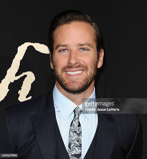 Actor Armie Hammer attends the premiere of "The Birth of a Nation" at ArcLight Cinemas Cinerama Dome on September 21, 2016 in Hollywood, California.