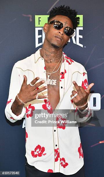 Savage attends the BET Hip Hop Awards 2016 Green Carpet at Cobb Energy Performing Arts Center on September 17, 2016 in Atlanta, Georgia