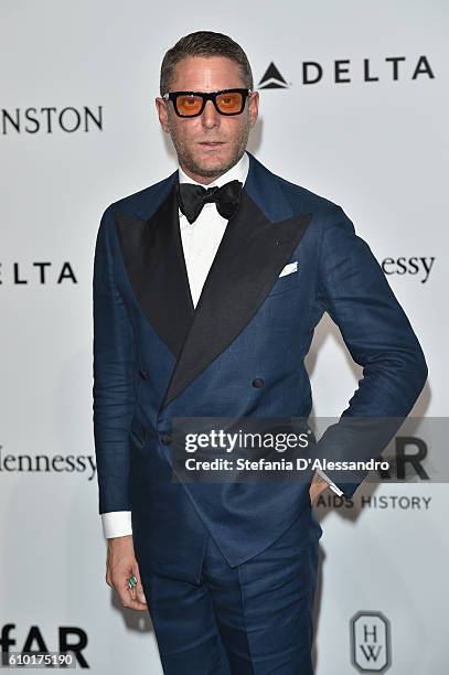 Lapo Elkann walks the red carpet of amfAR Milano 2016 at La Permanente on September 24, 2016 in Milan, Italy.