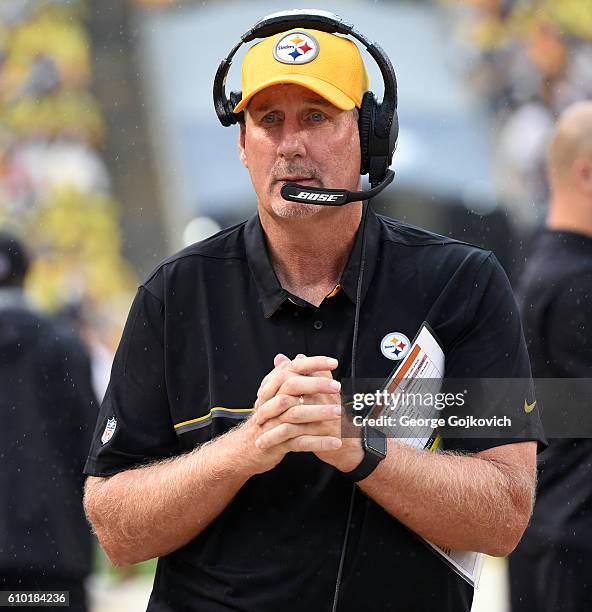 Defensive coordinator Keith Butler of the Pittsburgh Steelers looks on from the sideline during a game against the Cincinnati Bengals at Heinz Field...