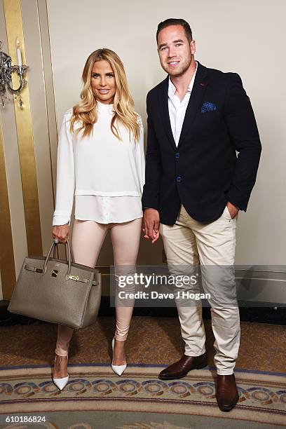 Katie Price and Kieran Hayler attend afternoon tea for families supported by Shooting Star Chase Children's Hospice at The Dorchester on May 27, 2016...