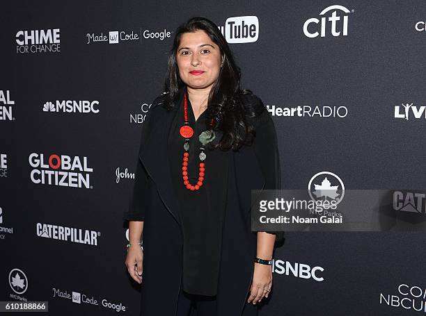 Filmmaker Sharmeen Obaid-Chinoy attends the 2016 Global Citizen Festival In Central Park To End Extreme Poverty By 2030 at Central Park on September...