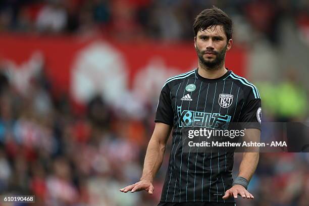 Claudio Yacob of West Bromwich Albion during the Premier League match between Stoke City and West Bromwich Albion at Bet365 Stadium on September 24,...