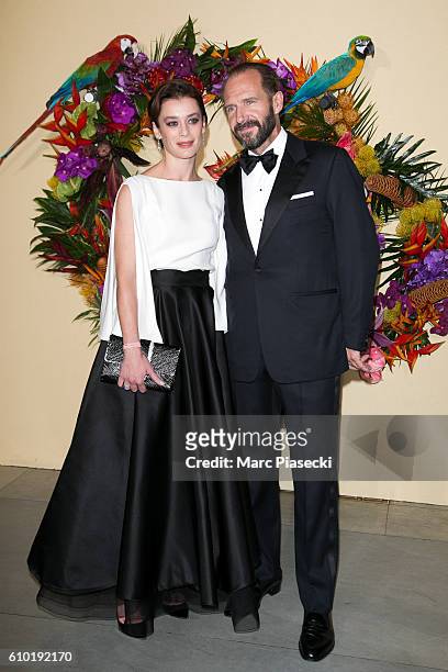 Aurelie Dupont and actor Ralph Fiennes attend the Opening Gala Season at Opera Garnier on September 24, 2016 in Paris, France.