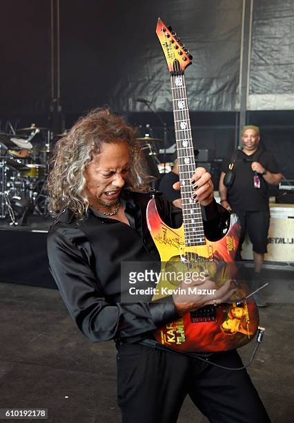 Kirk Hammett of Metallica attends the 2016 Global Citizen Festival In Central Park To End Extreme Poverty By 2030 at Central Park on September 24,...