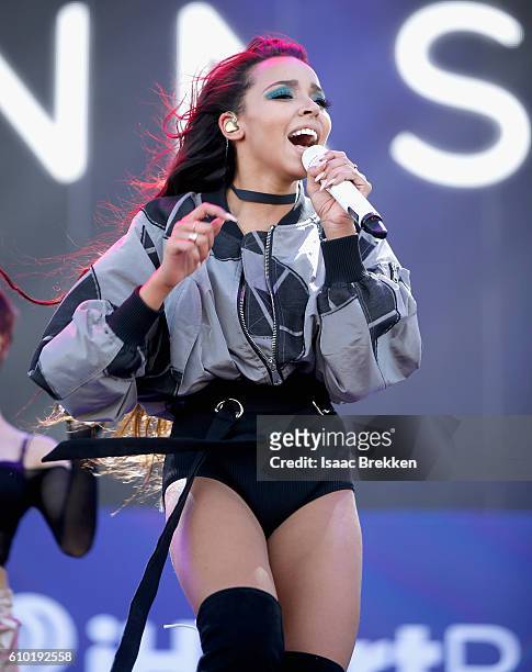 Recording artist Tinashe performs during the 2016 Daytime Village at the iHeartRadio Music Festival at the Las Vegas Village on September 24, 2016 in...