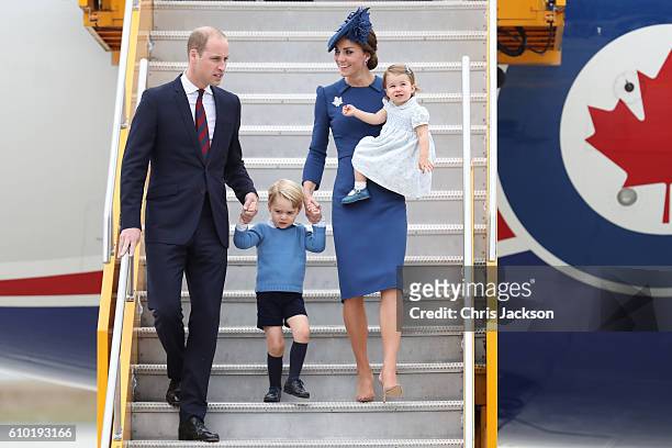 Prince William, Duke of Cambridge, Catherine, Duchess of Cambridge, Prince George of Cambridge and Princess Charlotte of Cambridge arrive at the...