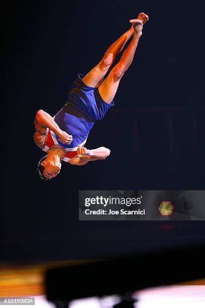 Olympian Alex Naddour performs at the 2016 Kellogg's Tour of Gymnastics Champions at Staples Center on September 24, 2016 in Los Angeles, California.