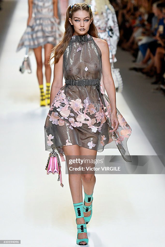 Gigi Hadid walks the runway at the Fendi Ready to Wear designed by