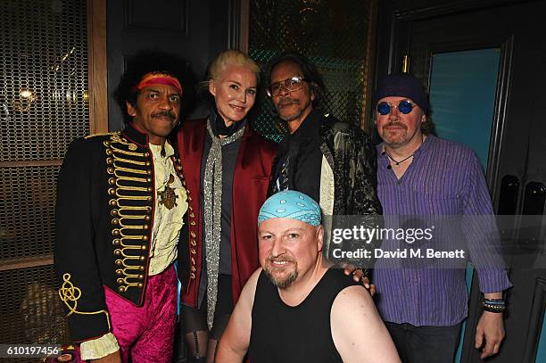 John Campbell, Daphne Guinness, Leon Hendrix, Mark Arnold and Kevin O'Grady attend an evening celebrating 50 years to the day of Jimi Hendrix's first...