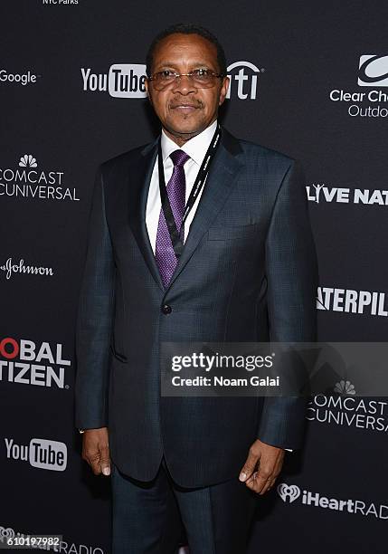 Former Tanzania president Jakaya Kikwete attends the 2016 Global Citizen Festival In Central Park To End Extreme Poverty By 2030 at Central Park on...