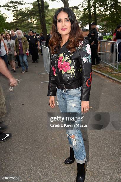 Actress Salma Hayek attends the 2016 Global Citizen Festival In Central Park To End Extreme Poverty By 2030 at Central Park on September 24, 2016 in...