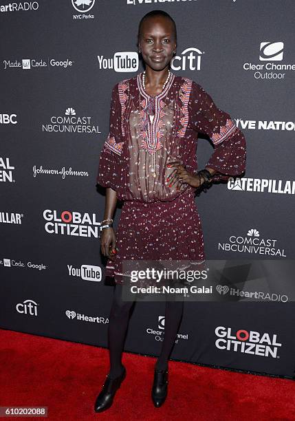 Model Alek Wek attends the 2016 Global Citizen Festival In Central Park To End Extreme Poverty By 2030 at Central Park on September 24, 2016 in New...