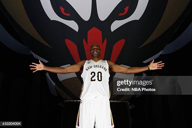 Quincy Pondexter of the New Orleans Pelicans poses for a portrait during the 2016-2017 NBA Media Day on September 23, 2016 at the Smoothie King...