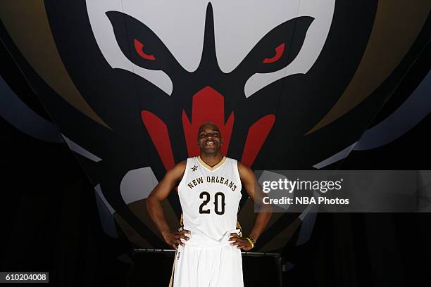 Quincy Pondexter of the New Orleans Pelicans poses for a portrait during the 2016-2017 NBA Media Day on September 23, 2016 at the Smoothie King...