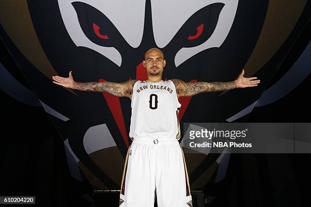 Robert Sacre of the New Orleans Pelicans poses for a portrait during the 2016-2017 NBA Media Day on September 23, 2016 at the Smoothie King Center in...