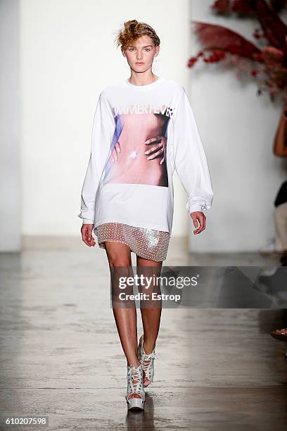 Model walks the runway at the Adam Selman show at Milk Studios on September 8, 2016 in New York City.