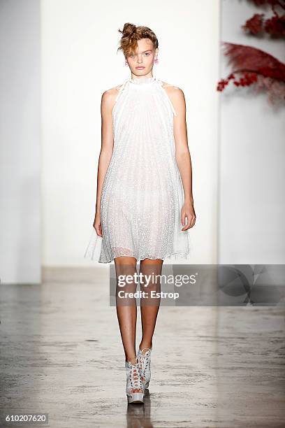 Model walks the runway at the Adam Selman show at Milk Studios on September 8, 2016 in New York City.