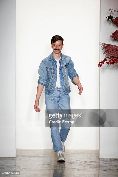 Designer Adam Selman walks the runway at the Adam Selman show at Milk Studios on September 8, 2016 in New York City.
