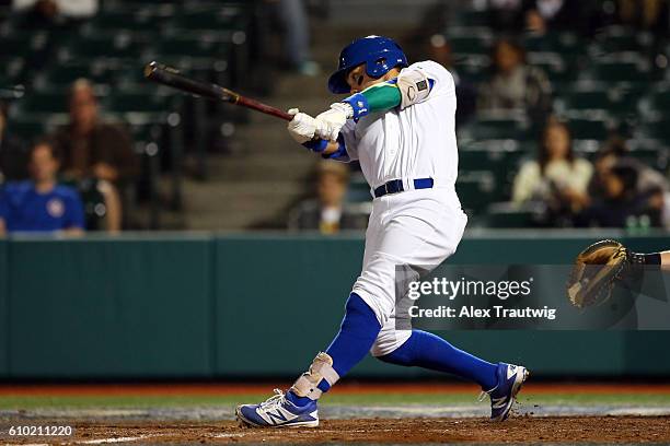 Dante Bichette Jr. #19 of Team Brazil bats during Game 5 of the 2016 World Baseball Classic Qualifier at MCU Park on Saturday, September 24, 2016 in...