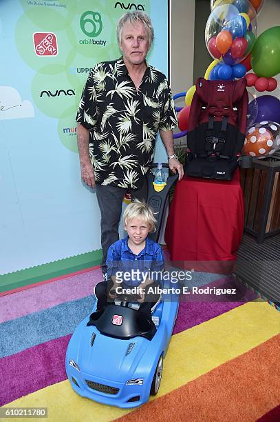 Luke Sampson Busey and actor Gary Busey attend the Step2 & Favored.by Present The 5th Annual Red Carpet Safety Awareness Event at Sony Pictures...