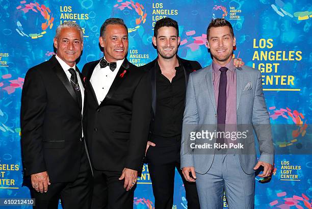 Olympic diver Greg Louganis, Johnny Chaillot, tv personality Lance Bass and actor Michael Turchin attend the Los Angeles LGBT Center 47th Anniversary...
