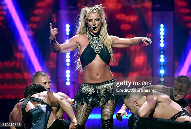 Recording artist Britney Spears performs onstage at the 2016 iHeartRadio Music Festival at T-Mobile Arena on September 24, 2016 in Las Vegas, Nevada.