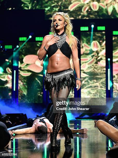 Recording artist Britney Spears performs onstage at the 2016 iHeartRadio Music Festival at T-Mobile Arena on September 24, 2016 in Las Vegas, Nevada.