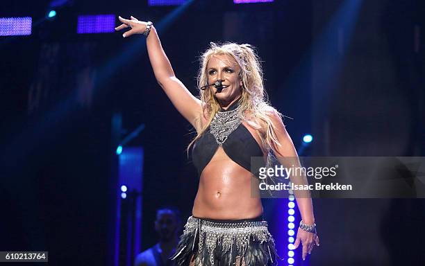 Recording artist Britney Spears performs onstage at the 2016 iHeartRadio Music Festival at T-Mobile Arena on September 24, 2016 in Las Vegas, Nevada.