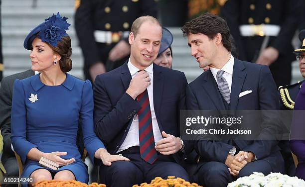 Catherine, Duchess of Cambridge, Prince William, Duke of Cambridge and Canadian Prime Minister Justin Trudeau attend the Official Welcome Ceremony...