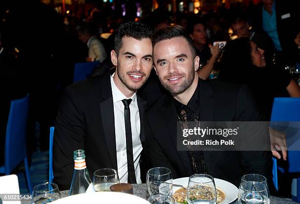 Singer Brian Justin Crum and guest attend the Los Angeles LGBT Center 47th Anniversary Gala Vanguard Awards at Pacific Design Center on September 24,...