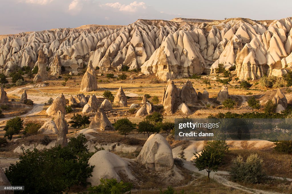Fairy tale landscape chimney rocks Valley of Cappadocia, Turkey