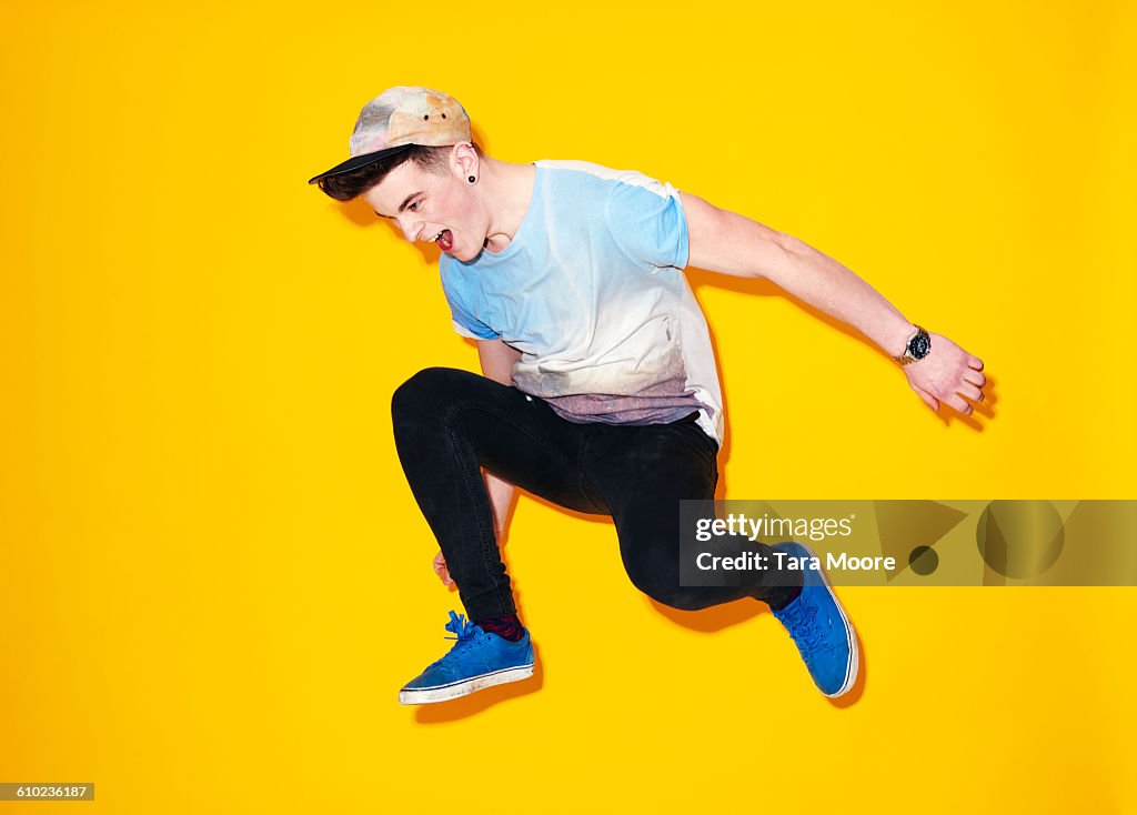 Young man jumping