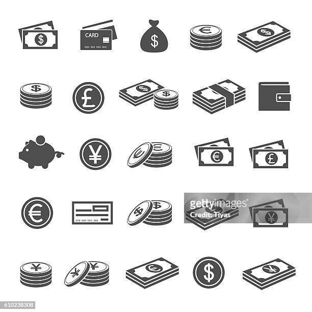 illustrations, cliparts, dessins animés et icônes de icônes de monnaie - pictogramme argent
