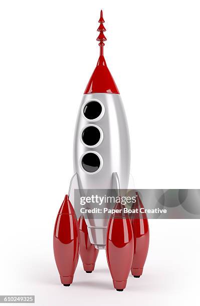 illustrazioni stock, clip art, cartoni animati e icone di tendenza di 3d generated illustration of a rocket ship - rocketship toy