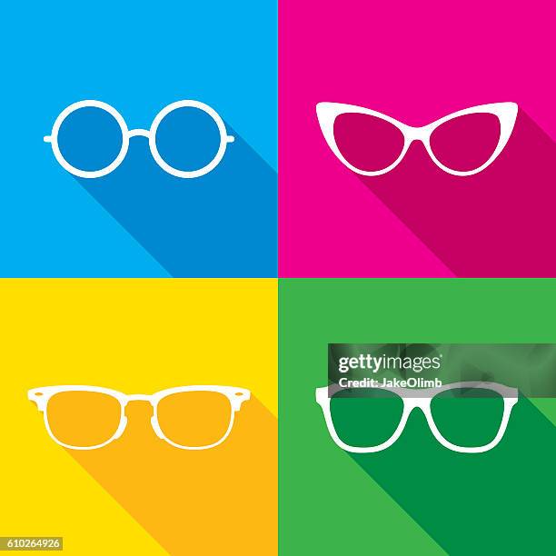 ilustrações de stock, clip art, desenhos animados e ícones de glasses icon silhouettes set - optometria