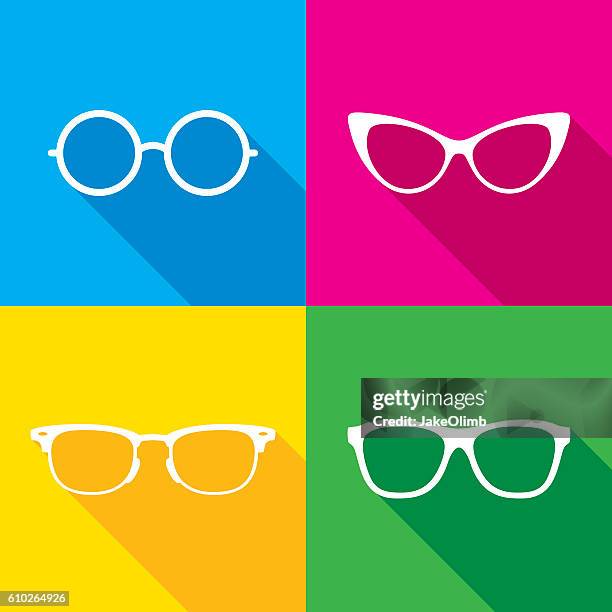 glasses icon silhouettes set - eyeglasses 幅插畫檔、美工圖案、卡通及圖標