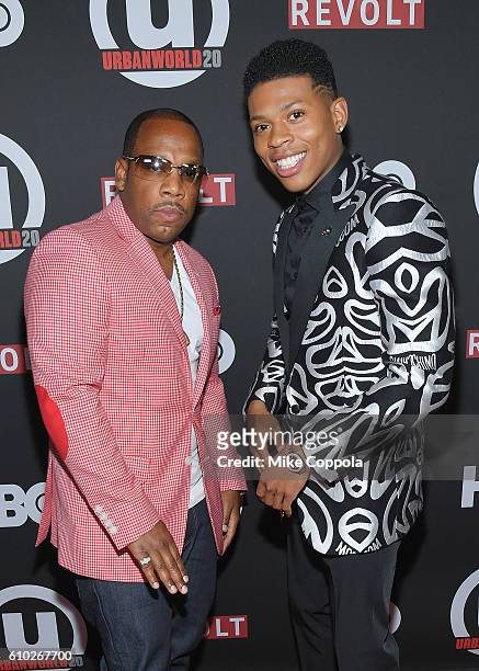 Musician Michael Bivins and Actor Bryshere Y. Gray attend the 20th Annual Urbanworld Film Festival - "The New Edition Story" Screening at AMC Empire...