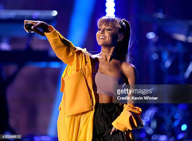 Recording artist Ariana Grande performs onstage at the 2016 iHeartRadio Music Festival at T-Mobile Arena on September 24, 2016 in Las Vegas, Nevada.