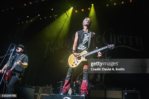 Chris Robertson and Ben Wells of Black Stone Cherry perform at Birmingham-Jefferson Civic Center on September 24, 2016 in Birmingham, Alabama.