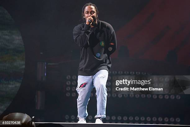 Rapper Kendrick Lamar performs live on stage during Global Citizen Festival 2016 at Central Park on September 24, 2016 in New York City.