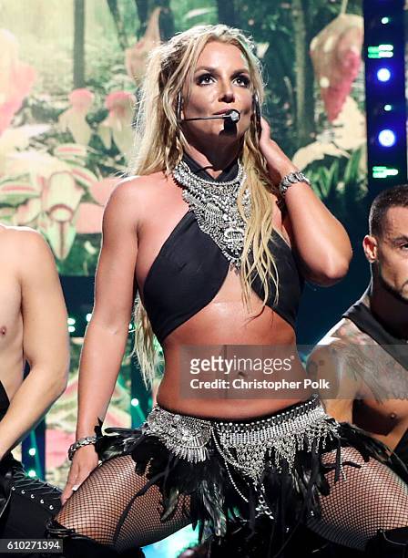 Singer Britney Spears performs onstage at the 2016 iHeartRadio Music Festival at T-Mobile Arena on September 24, 2016 in Las Vegas, Nevada.
