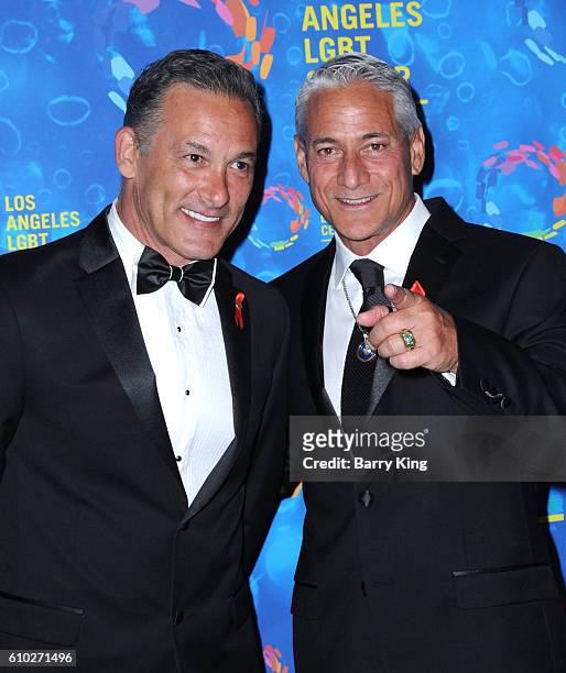 Johnny Chaillot and Olympic Diver Greg Louganis attend the Los Angeles LGBT 47th Anniversary Gala at Pacific Design Center on September 24, 2016 in...