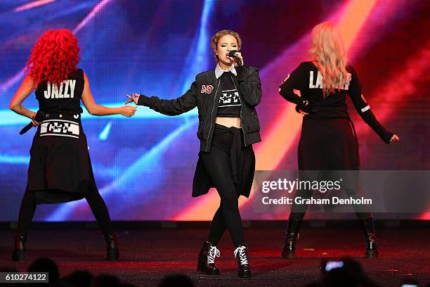 Perform during the Nickelodeon Slimefest 2016 matinee show at Margaret Court Arena on September 25, 2016 in Melbourne, Australia.