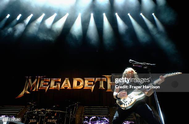 Megadeath performs at Ozzfest 2016 at San Manuel Amphitheater on September 24, 2016 in Los Angeles, California.