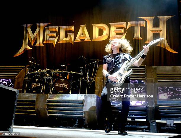 Megadeath performs at Ozzfest 2016 at San Manuel Amphitheater on September 24, 2016 in Los Angeles, California.