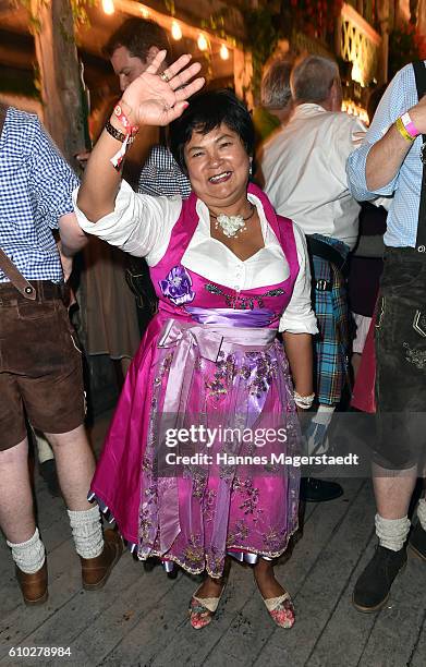 Narumol at the Kaeferschaenke beer tent during the Oktoberfest at Theresienwiese on September 24, 2016 in Munich, Germany.