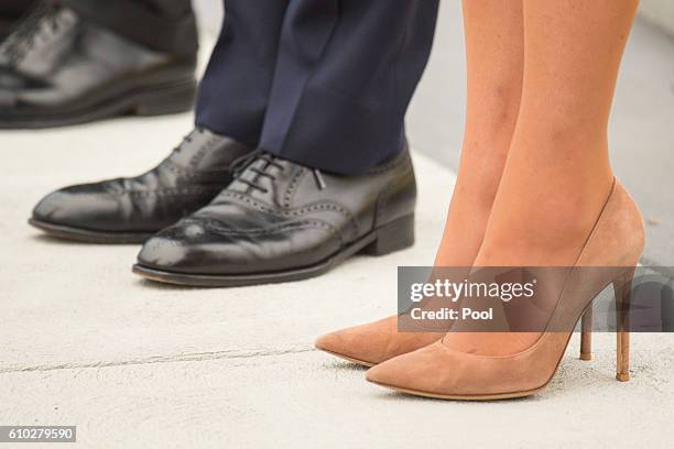 Prince William, Duke of Cambridge, Catherine, Duchess of Cambridge, shoe detail, attend an official welcome ceremony at the Legislative Assembly of...