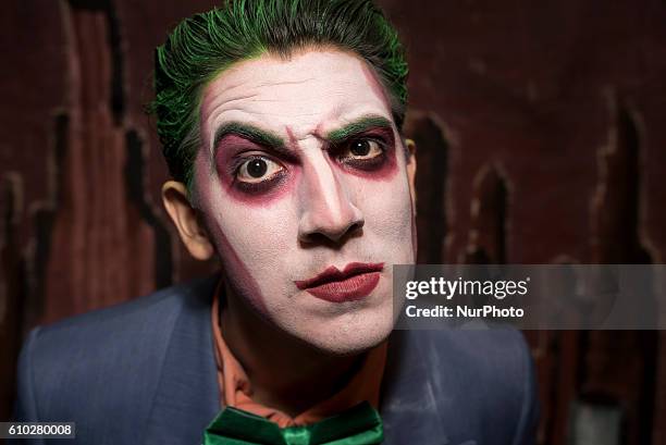 Cosplayer, Zack Guzman, as The Joker attends Nerdbot Con, a convention for nerds, geeks and cosplay in Pasadena, California. September 24, 2016